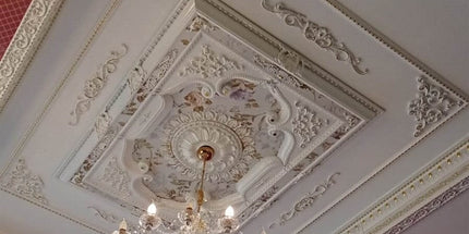 PALACE CEILING ROSE - POLYSTYRENE - RECTANGULAR -  DD120160-BA - ELEGANCE WHITE GOLD 120*160cm