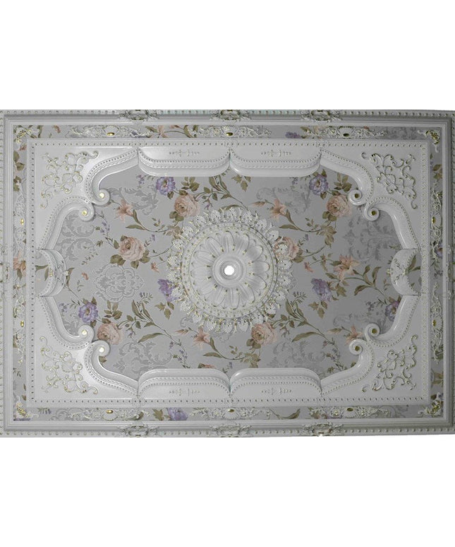 PALACE CEILING ROSE - POLYSTYRENE - RECTANGULAR - DD140200-BA - ELEGANCE WHITE GOLD 140*200cm