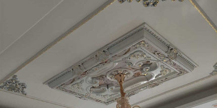 PALACE CEILING ROSE - POLYSTYRENE - RECTANGULAR - DD90120-BA - WHITE GOLD 90*120cm
