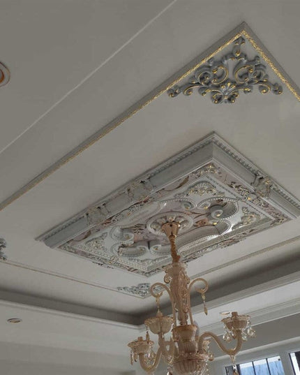 PALACE CEILING ROSE - POLYSTYRENE - RECTANGULAR - DD90120-BA - WHITE GOLD 90*120cm