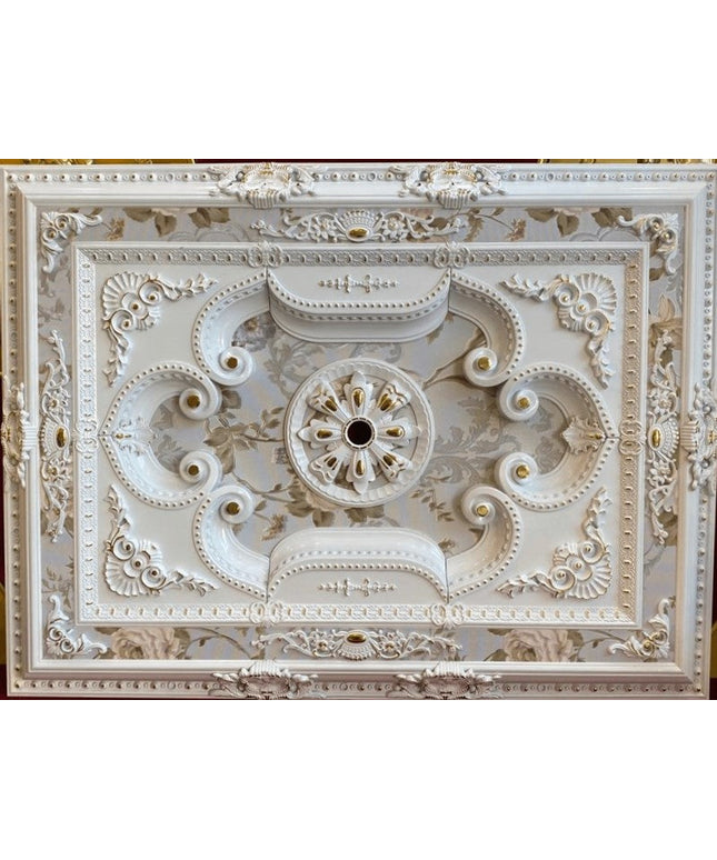 PALACE CEILING ROSE - POLYSTYRENE - RECTANGULAR - DD90120-BA - WHITE GOLD 90*120cm