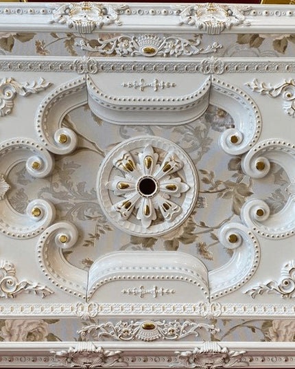 PALACE CEILING ROSE - POLYSTYRENE - RECTANGULAR - DD90120-BA - WHITE GOLD 90*120cm