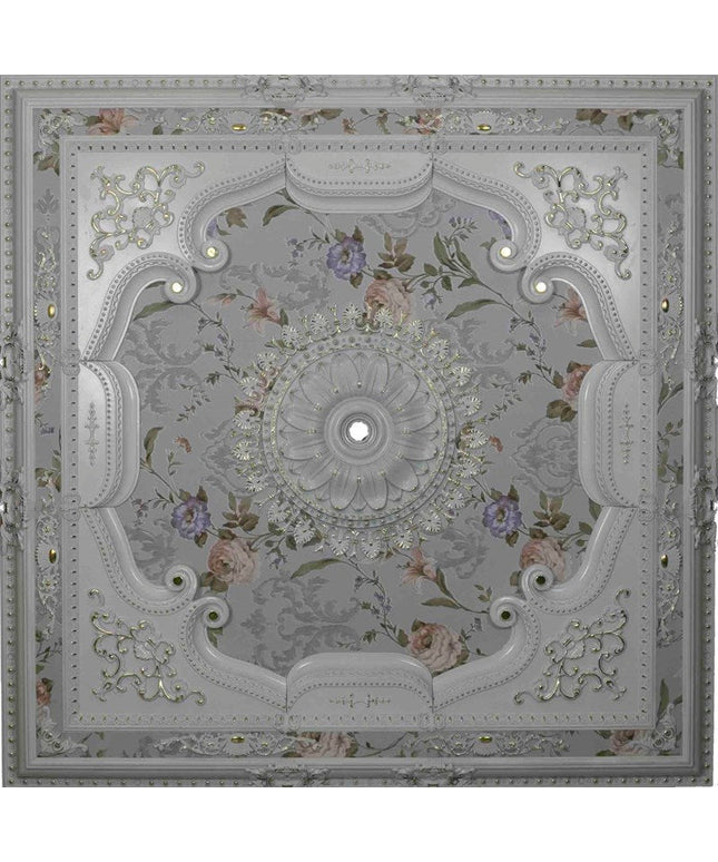 PALACE CEILING ROSE - POLYSTYRENE - SQUARE - DK150-BA - WHITE GOLD 150*150cm