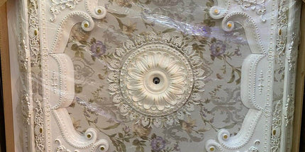 PALACE CEILING ROSE - POLYSTYRENE - SQUARE - DK150-BA - WHITE GOLD 150*150cm