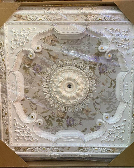 PALACE CEILING ROSE - POLYSTYRENE - SQUARE - DK150-BA - WHITE GOLD 150*150cm