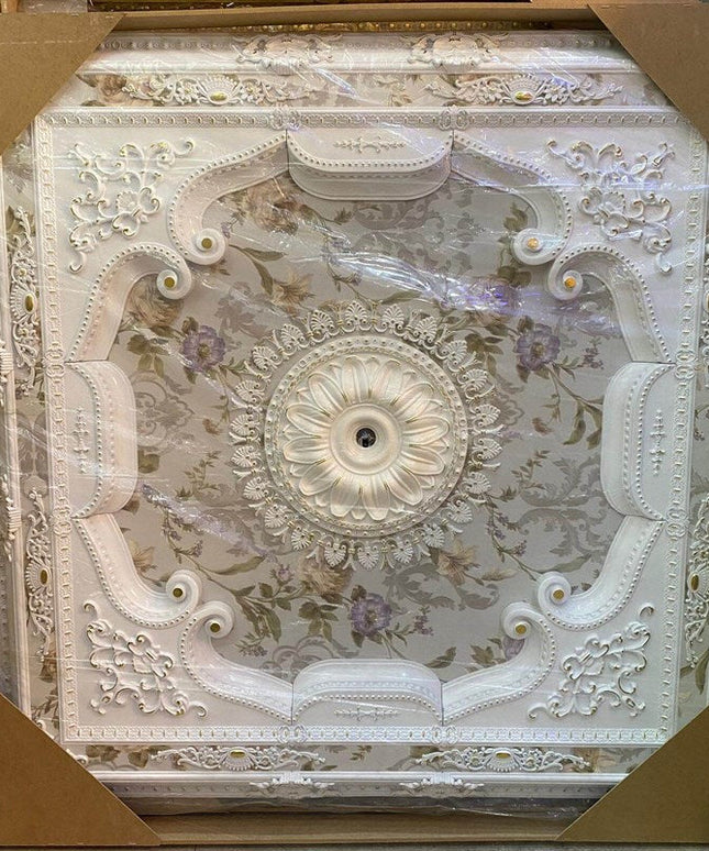 PALACE CEILING ROSE - POLYSTYRENE - SQUARE - DK150-BA - WHITE GOLD 150*150cm
