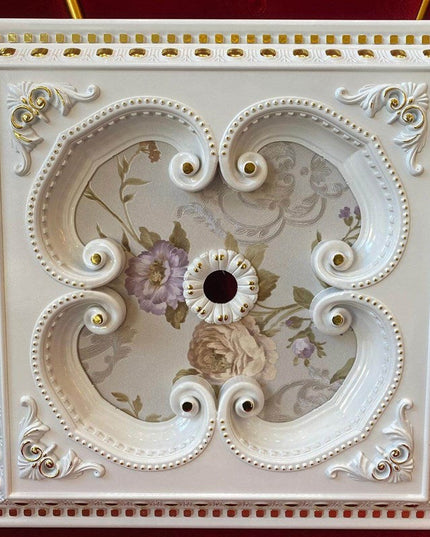 PALACE CEILING ROSE - POLYSTYRENE - SQUARE - DK60-BA - WHITE GOLD 60*60cm