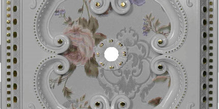 PALACE CEILING ROSE - POLYSTYRENE - SQUARE - DK60-BA - WHITE GOLD 60*60cm