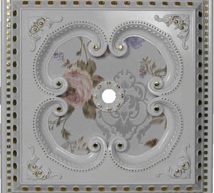 PALACE CEILING ROSE - POLYSTYRENE - SQUARE - DK60-BA - WHITE GOLD 60*60cm