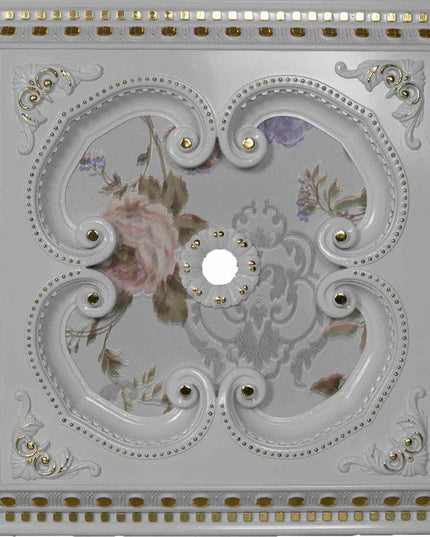 PALACE CEILING ROSE - POLYSTYRENE - SQUARE - DK60-BA - WHITE GOLD 60*60cm