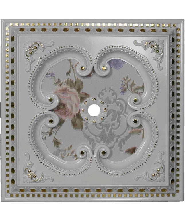 PALACE CEILING ROSE - POLYSTYRENE - SQUARE - DK60-BA - WHITE GOLD 60*60cm