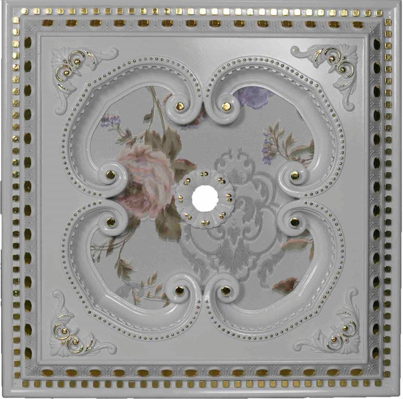PALACE CEILING ROSE - POLYSTYRENE - SQUARE - DK60-BA - WHITE GOLD 60*60cm