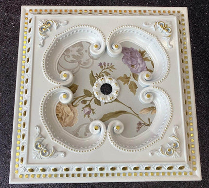 PALACE CEILING ROSE - POLYSTYRENE - SQUARE - DK60-BA - WHITE GOLD 60*60cm
