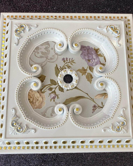 PALACE CEILING ROSE - POLYSTYRENE - SQUARE - DK60-BA - WHITE GOLD 60*60cm