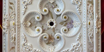 PALACE CEILING ROSE - POLYSTYRENE - SQUARE - DK90-BA - WHITE GOLD 90*90cm