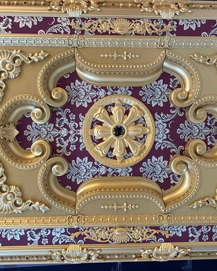 PALACE CEILING ROSE - POLYSTYRENE - RECTANGULAR - DD90120-AB - GOLD MAROON 90*120cm