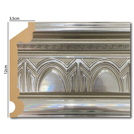 PALACE NEW XPS COVING POLYURETHANE CORNICE MOLDING LIGHTWEIGHT FINEST QUALITY - SILVER DA120-G 12cm