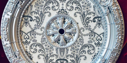 PALACE CEILING ROSE - POLYSTYRENE - DO90-G - CIRCULAR SILVER 90cm