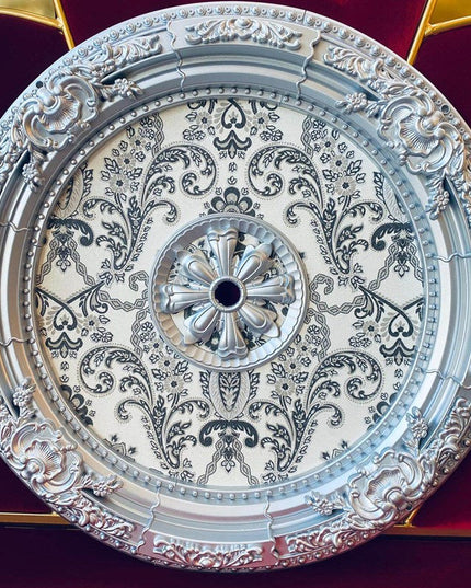 PALACE CEILING ROSE - POLYSTYRENE - DO90-G - CIRCULAR SILVER 90cm