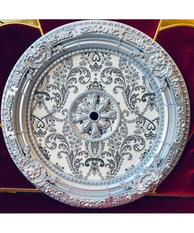 PALACE CEILING ROSE - POLYSTYRENE - DO90-G - CIRCULAR SILVER 90cm