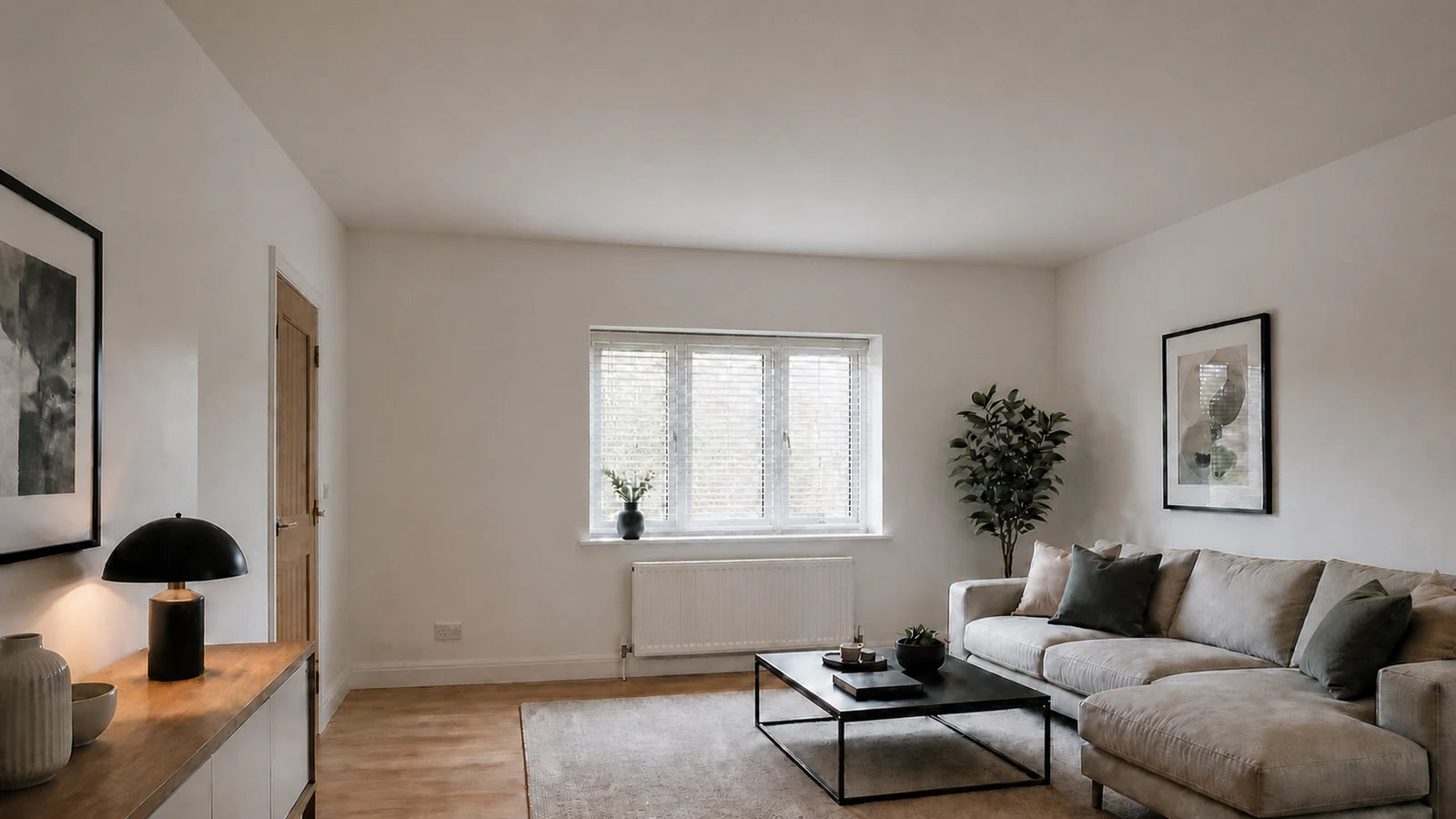 The same living room before installing Decovision DV-LO11 LED coving