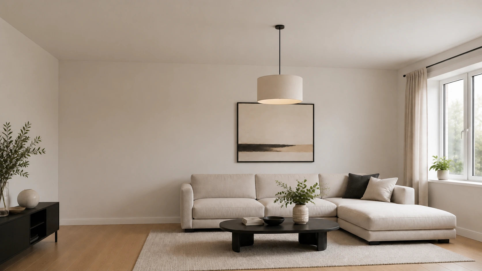 The same living room before installing the coordinated Decovision finishing products
